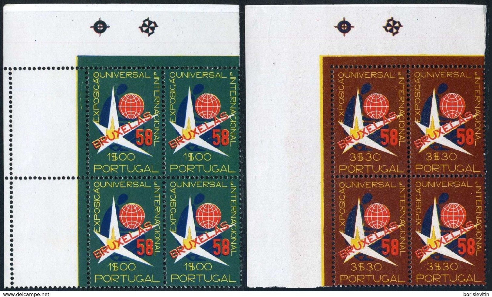 Portugal 830-831 Blocks/4,MNH.Mi 862-863. Universal Exposition Brussels-1958. - 1958 – Bruselas (Bélgica)