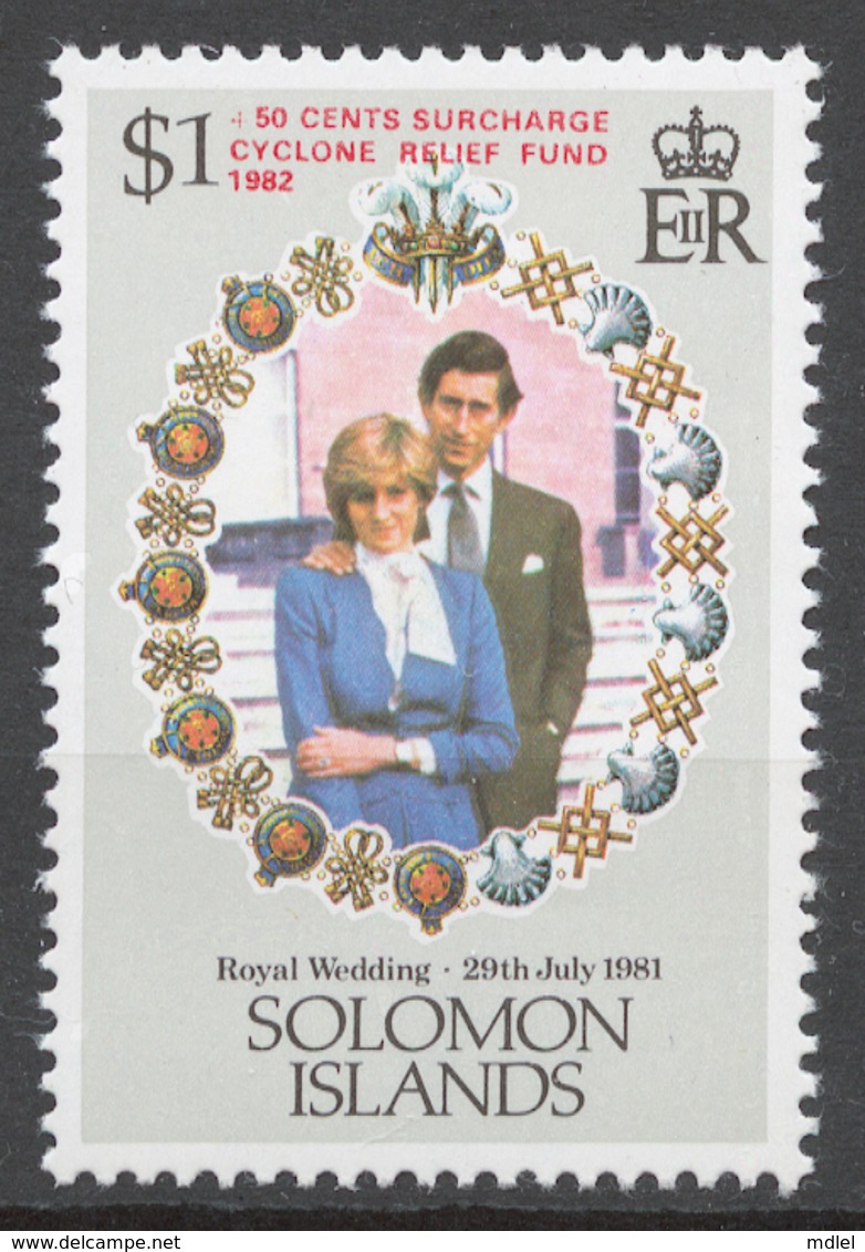 Solomon Islands 1982 Mi# 459** ROYAL WEDDING, OVPD. CYCLONE RELIEF FUND - Salomon (Iles 1978-...)