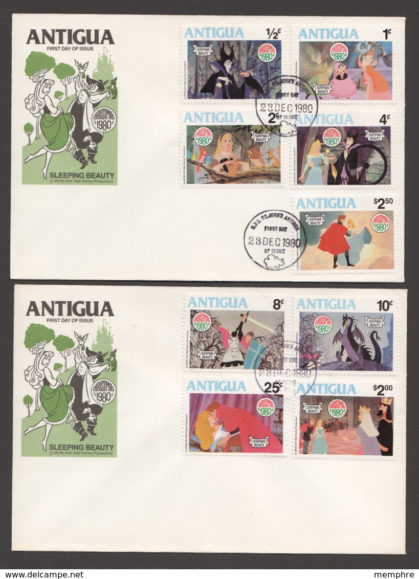 1980  Disney  Sleeping Beauty  Set Of 9 Plus Souvenir Sheet On 3 Unaddressed FDCs - 1960-1981 Autonomía Interna