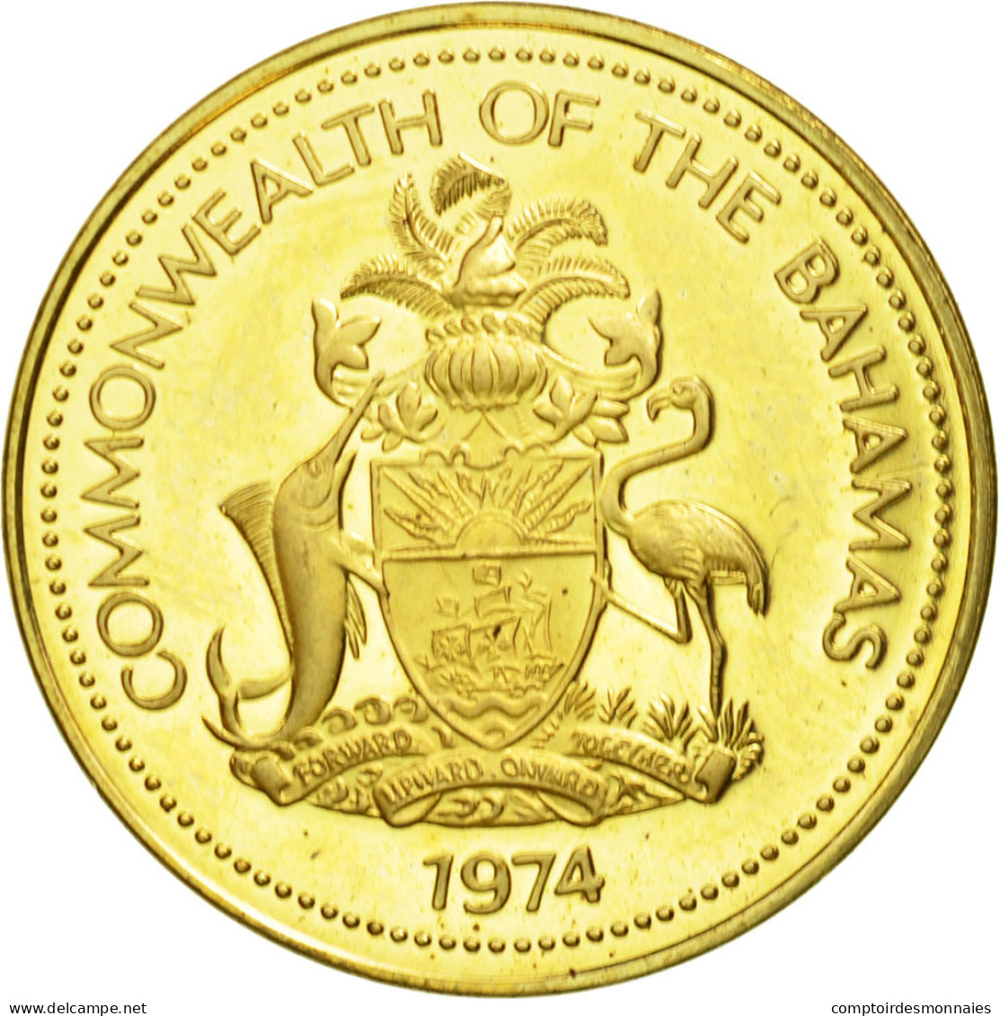 Monnaie, Bahamas, Elizabeth II, Cent, 1974, Franklin Mint, SUP, Laiton, KM:59 - Bahamas