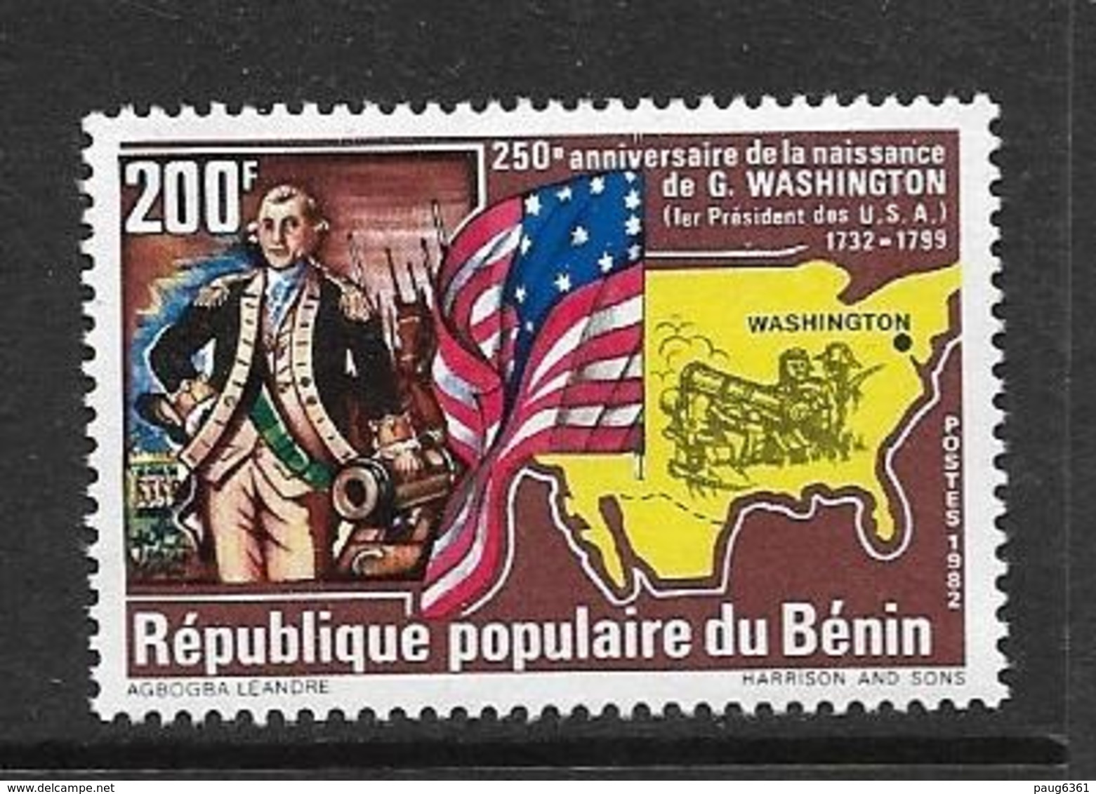 BENIN 1982 GEORGE WASHINGTON   YVERT N°544 NEUF MNH** - George Washington