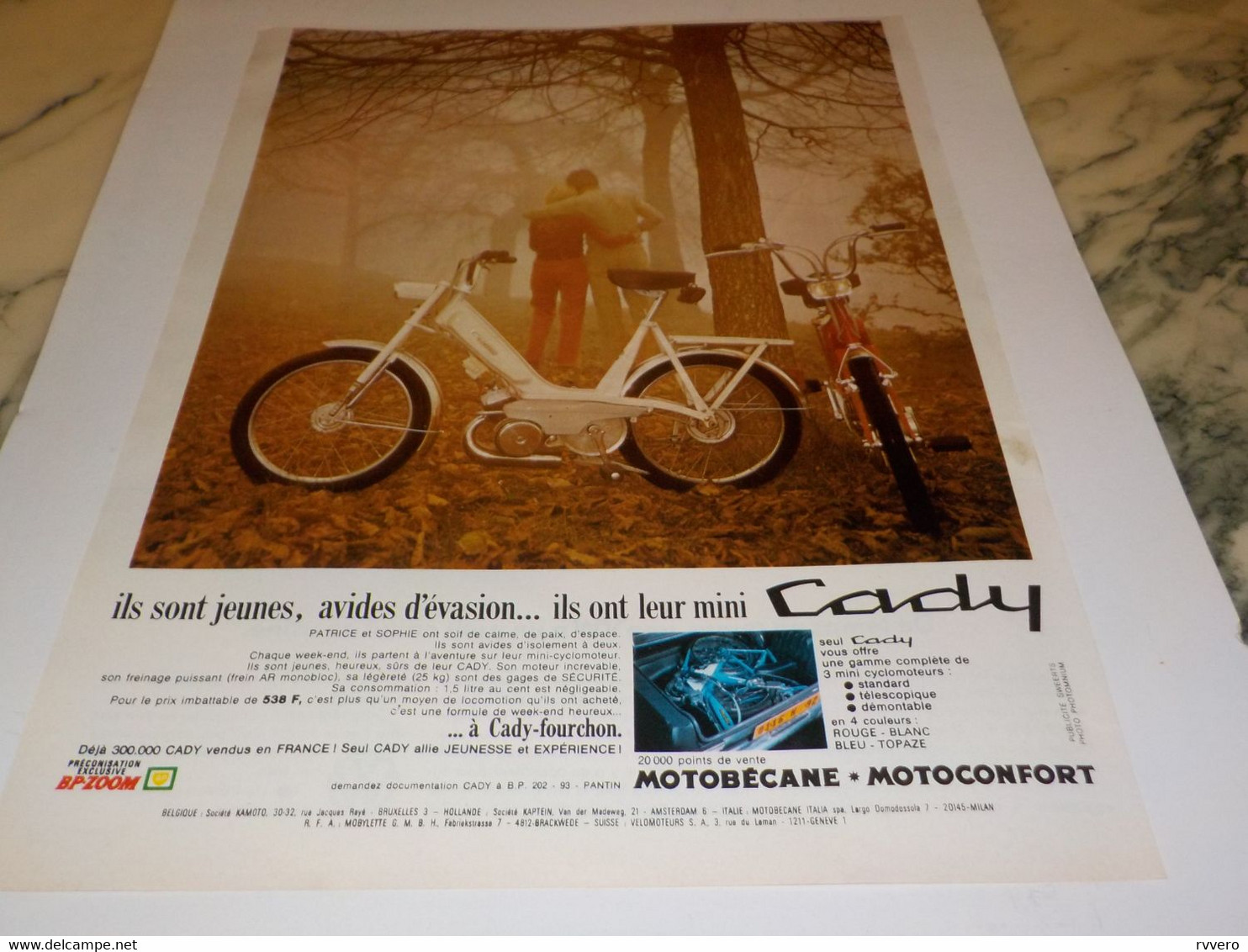 ANCIENNE PUBLICITE CADY DE MOTOBECANE 1969 - Moto