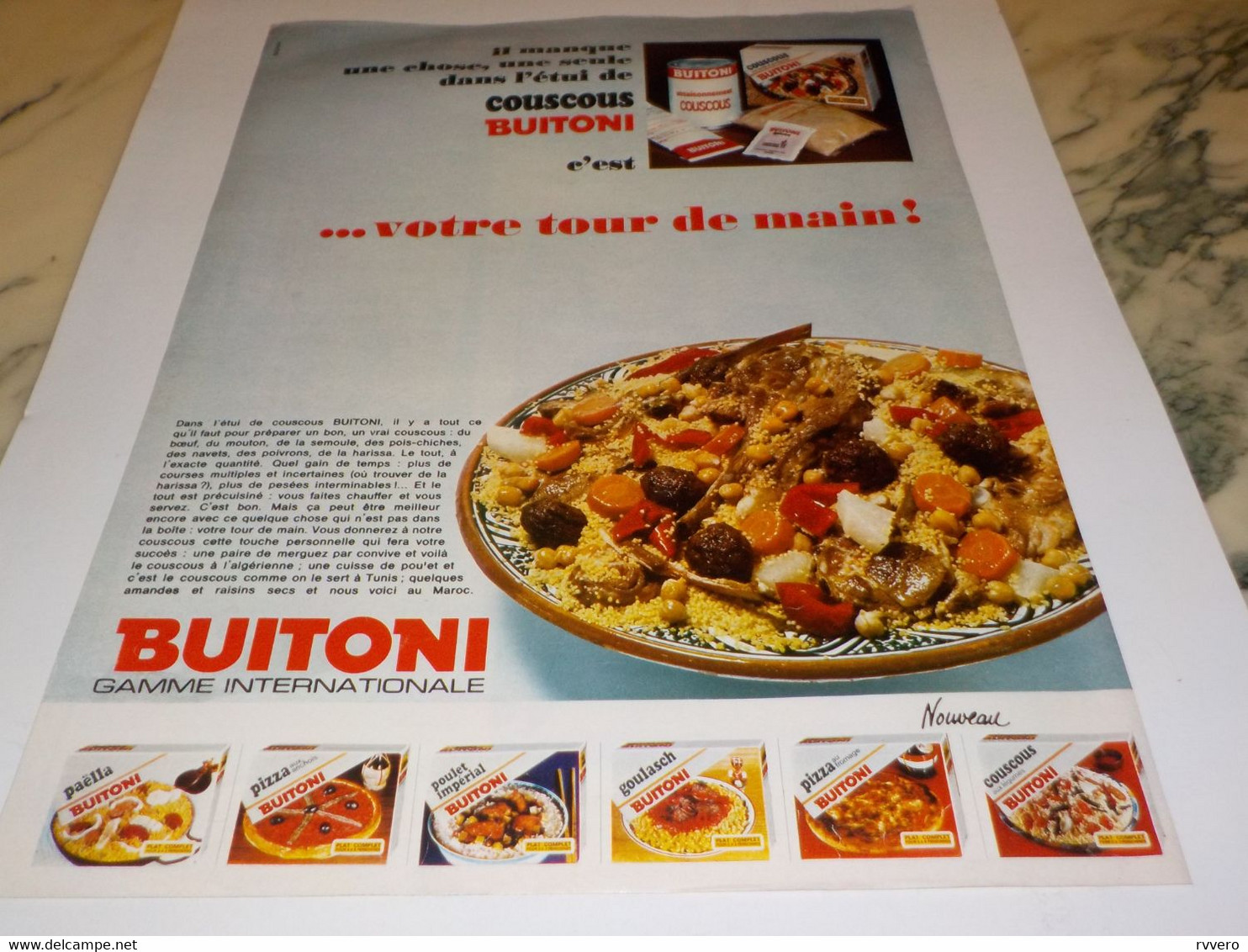 ANCIENNE  PUBLICITE COUSCOUS DE BUITONI  1969 - Affiches