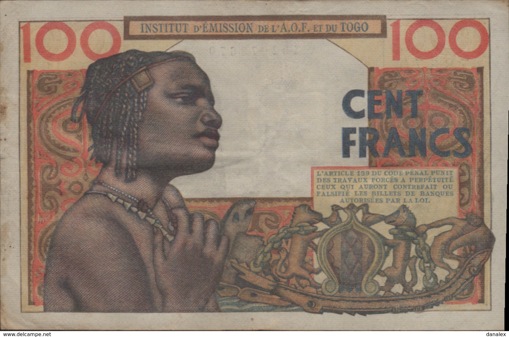 INSTITUT D EMISSION  A O F Et TOGO 100 FRANCS Du 20-5-1957 Pick 46  VF/TTB+ - Togo