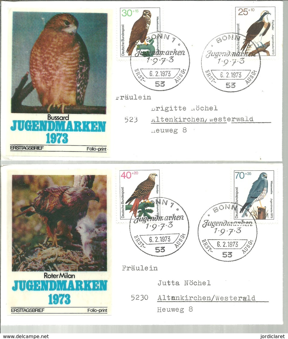 FDC ALEMANIA 1973 - Águilas & Aves De Presa