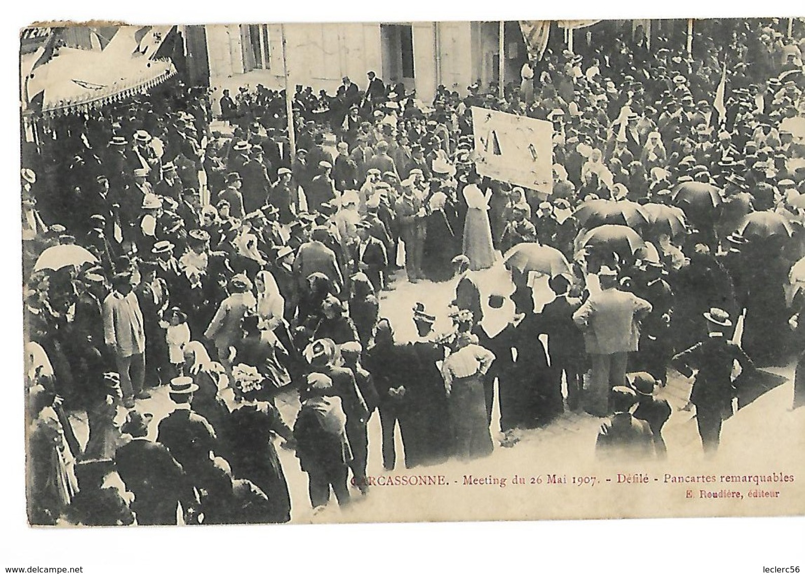 11 CARCASSONNE MEETING DU 26 MAI 1907 PANCARTES REMARQUABLES Grèves Viticoles CPA 2 SCANS - Huelga