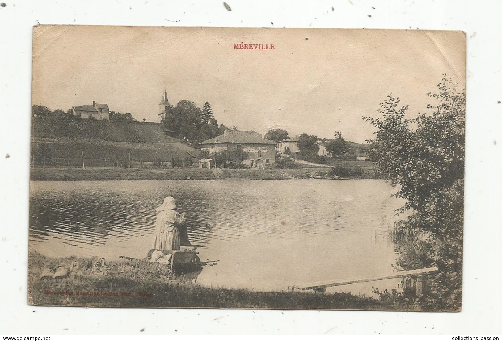 Cp , 91, MEREVILLE , Lavandière ,écrite 1915 - Mereville