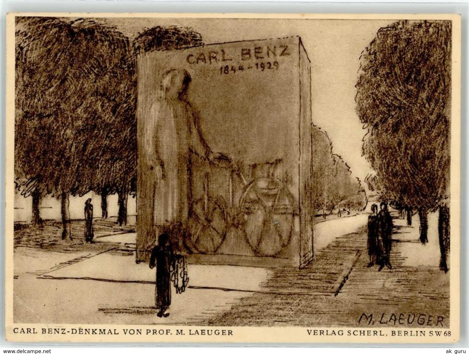 52862514 - Sign. Laeuger, M. Carl Benz-Denkmal Luftpost - Postcards