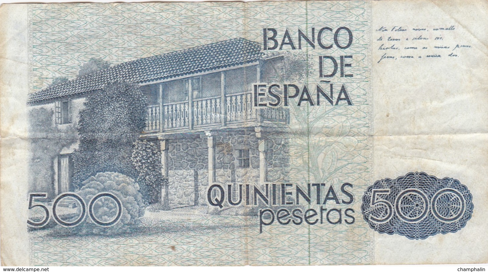 Espagne - Billet De 500 Pesetas - 23 Octobre 1979 - Rosalia De Castro - [ 4] 1975-… : Juan Carlos I