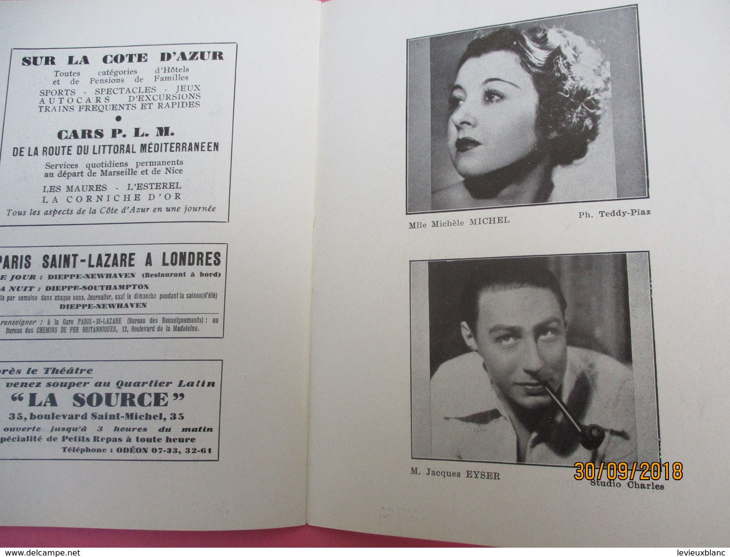 Théatre National de l'Odéon/Paul Abram/La Dame de chez Maxim/Georges Feydeau/Prima 4 sport Renault/1939       PROG196