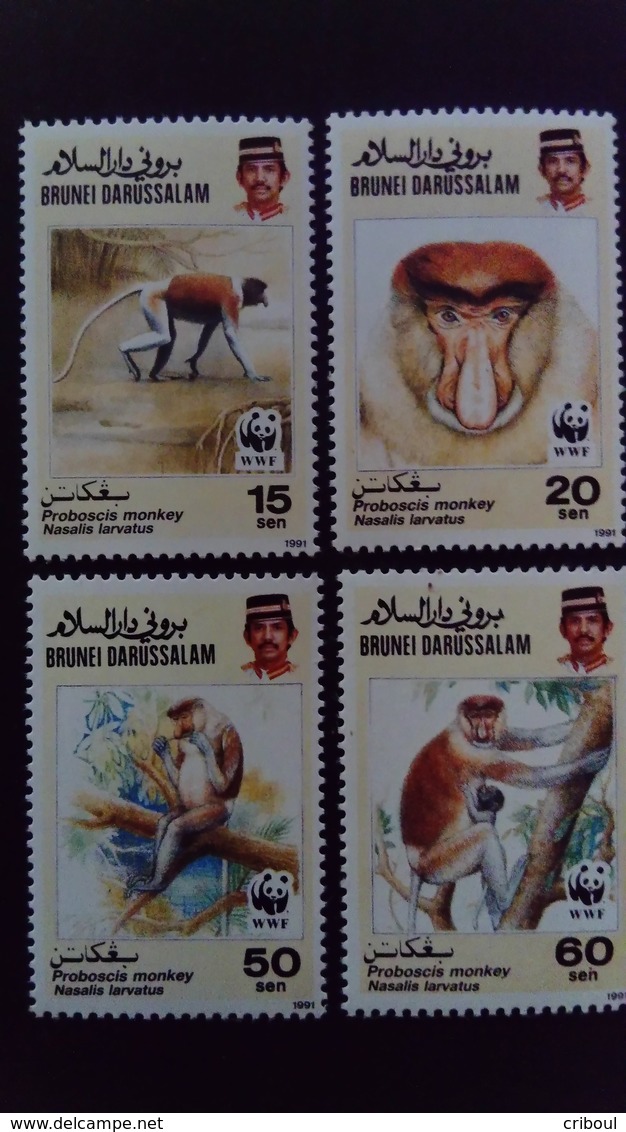 Brunei 1991 Animal Singe Monkey WWF Yvert 431-434 ** MNH - Brunei (1984-...)