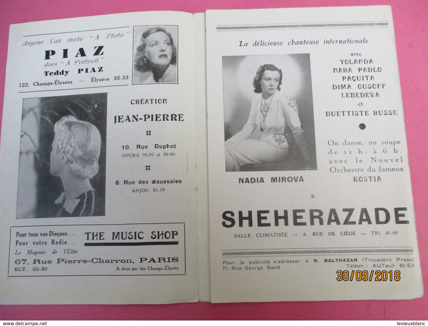 Cinéma De L'Avenue/Rue Du Colisée/Paris/Délicieuse/Universal Film/Deanna Durbin/Marshall/le Mont-Dore/1938      PROG198 - Programma's
