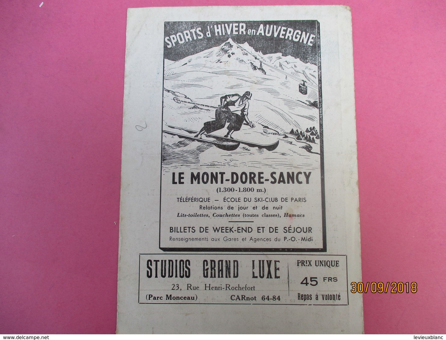 Cinéma De L'Avenue/Rue Du Colisée/Paris/Délicieuse/Universal Film/Deanna Durbin/Marshall/le Mont-Dore/1938      PROG198 - Programma's