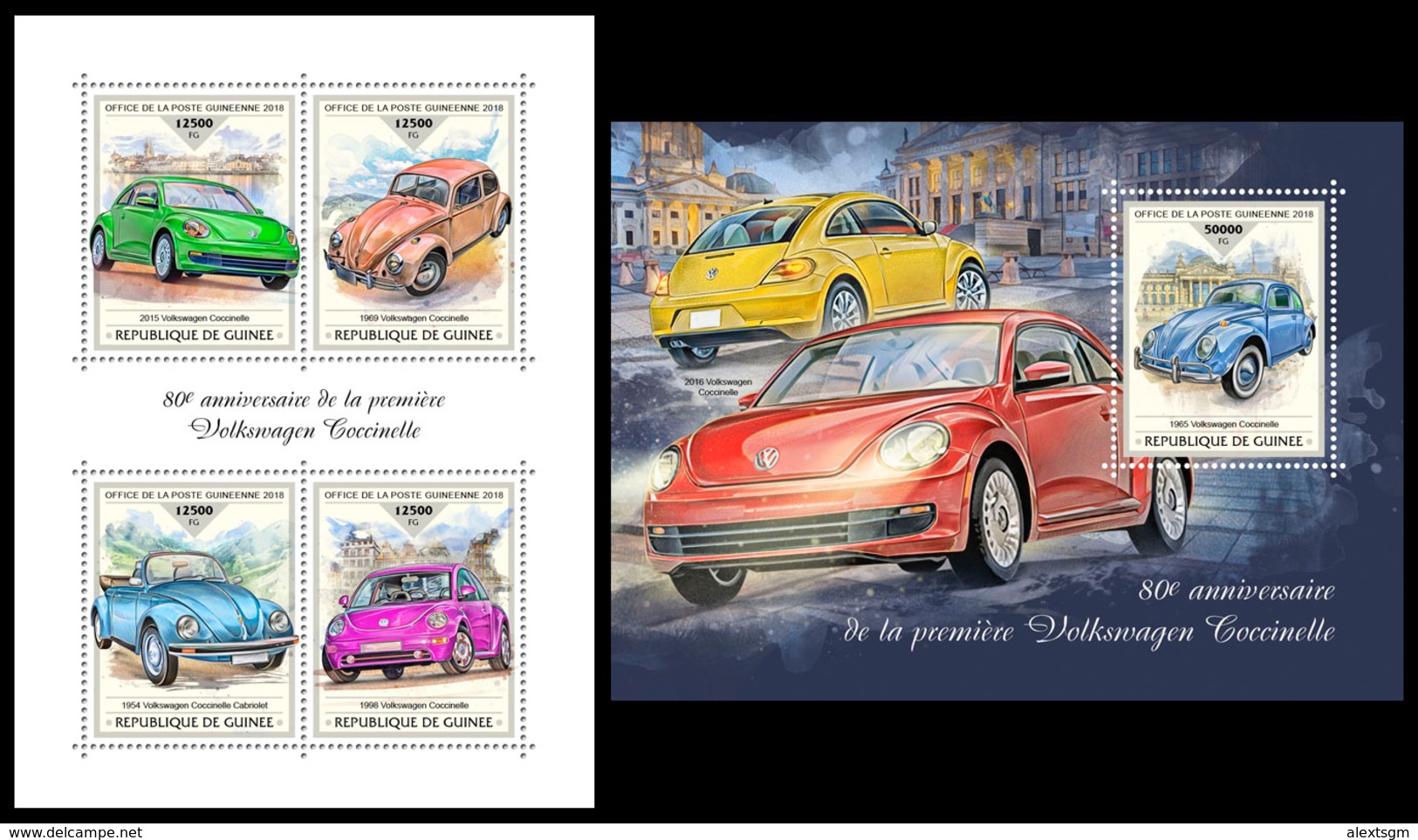 GUINEA 2018 - Volkswagen Beetle. M/S + S/S. Official Issue - Coches