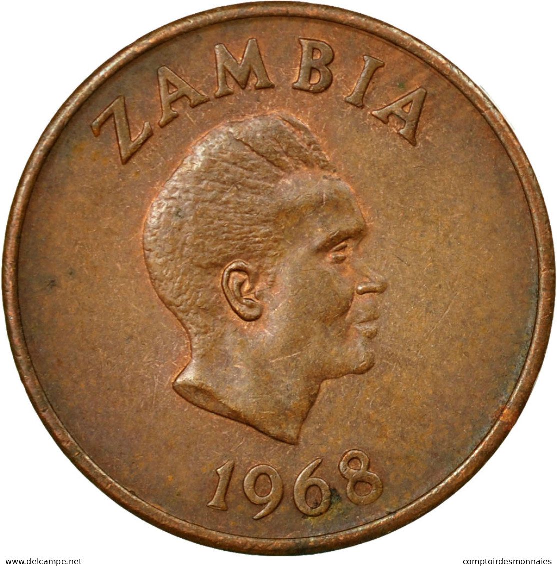 Monnaie, Zambie, Ngwee, 1968, British Royal Mint, TTB, Bronze, KM:9 - Zambia