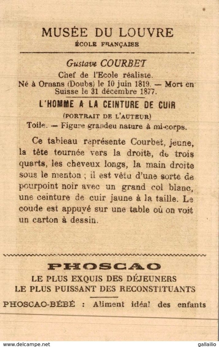 CHROMO PHOSCAO BEBE MUSSE DU LOUVRES L'HOMME A LA CEINTURE NOIRE - Autres & Non Classés