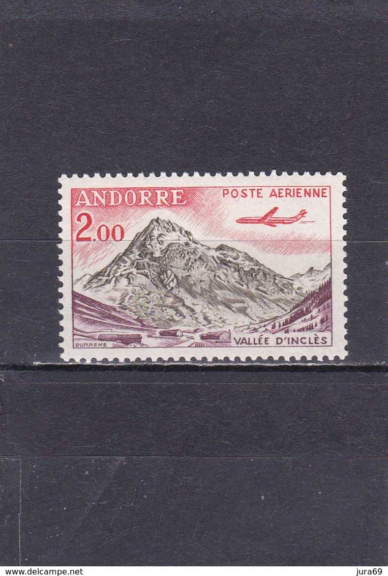 Andorre Français Neuf **  1961-64  Poste Aérienne N° 5  Tourisme. Vallée D'Inclès à Soldeu Et Avion Caravelle - Luftpost