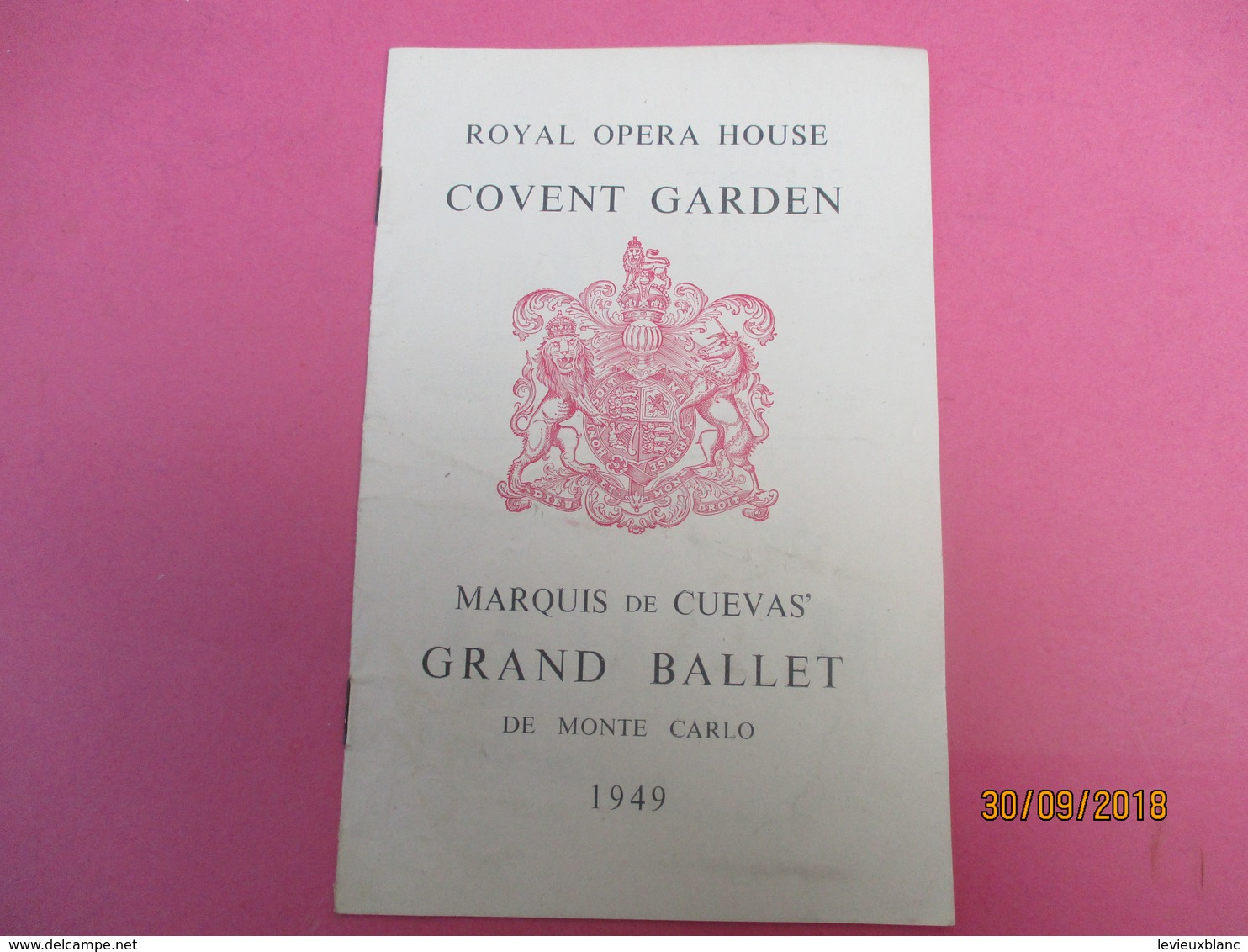 Royal Opéra House/ Covent Garden/ Grand Ballet DeMonte Carlo/ Marquis De Cuevas/ 1949 PROG201 - Programma's