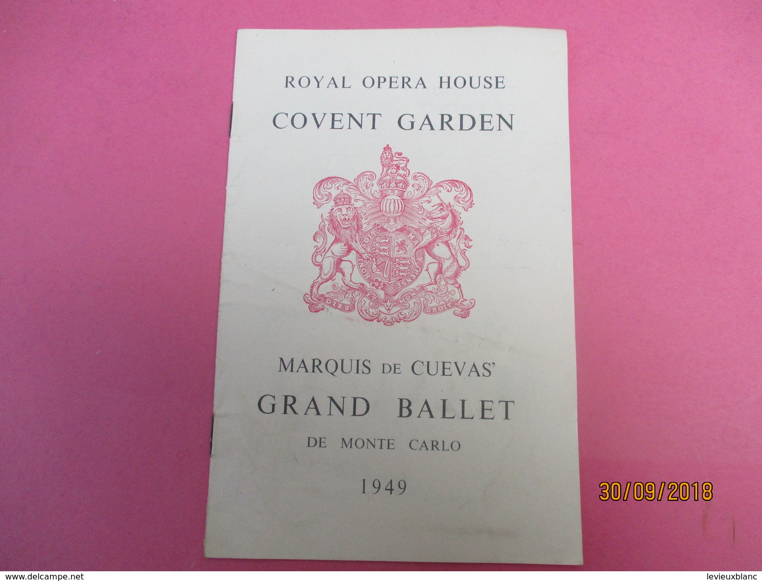 Royal Opéra House/ Covent Garden/ Grand Ballet DeMonte Carlo/ Marquis De Cuevas/ 1949 PROG201 - Programmes