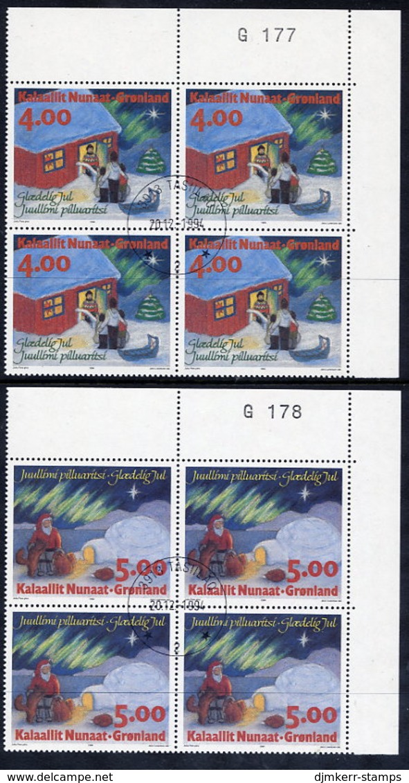 GREENLAND 1994 Christmas In Used Corner Blocks Of 4,  Michel254-55 - Gebraucht