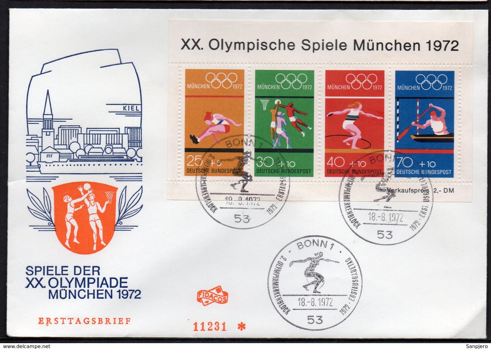 GERMANY DEUTSCHELAND EXCELLENT FDC COVER ERSTTAGSBRIEF 1972. (Olympic Games MÜNCHEN) BLOCK MINISHEET, ONLY 2€ - Altri & Non Classificati