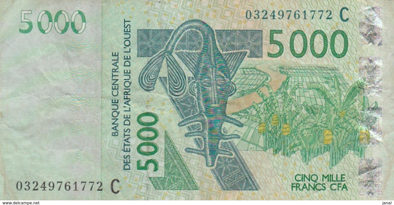 BILLETS - ETATS AFRIQUE DE L'OUEST- 5000 FRANCS CFA N° 03249761772 C 2003 - États D'Afrique De L'Ouest