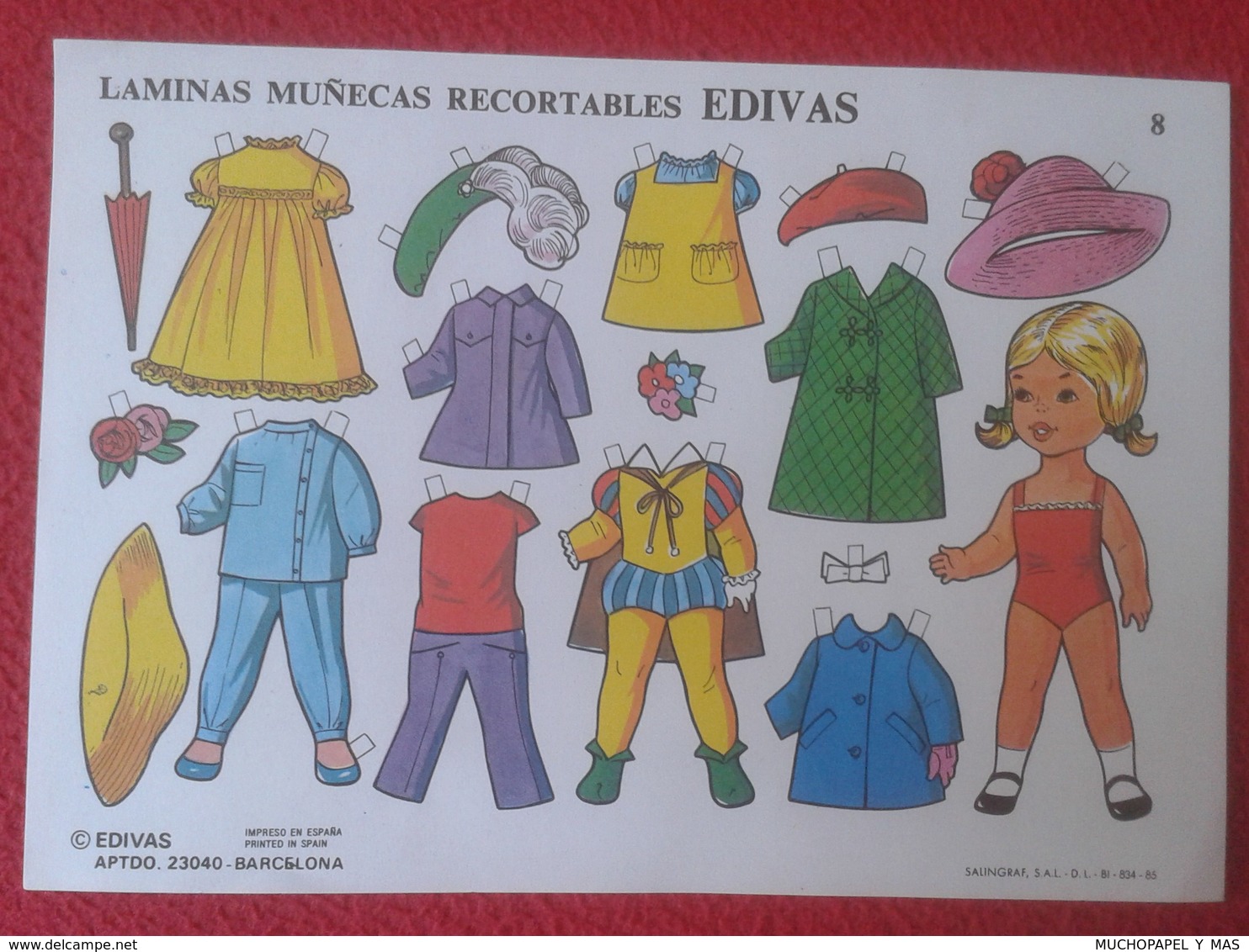 ESPAÑA SPAIN. ANTIGUA LÁMINA HOJA MUÑECAS RECORTABLES EDIVAS BARCELONA 1985 DOLL DOLLS VER FOTO/S Y DESCRIPCIÓN - Sin Clasificación