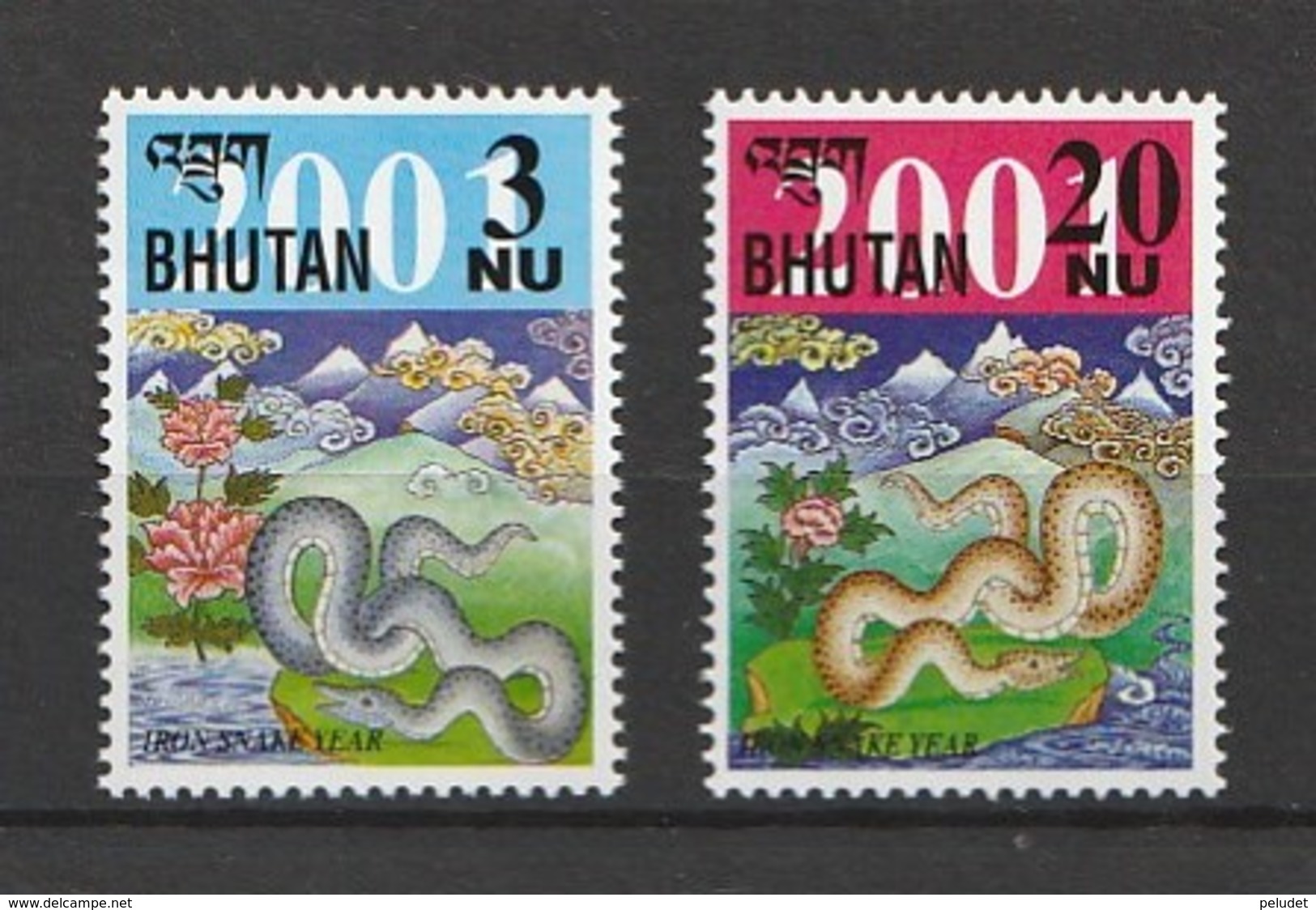 Bhutan 2001 Scott 1335-36	Lunar New Year Of The Snake	NH 2v - Bhutan