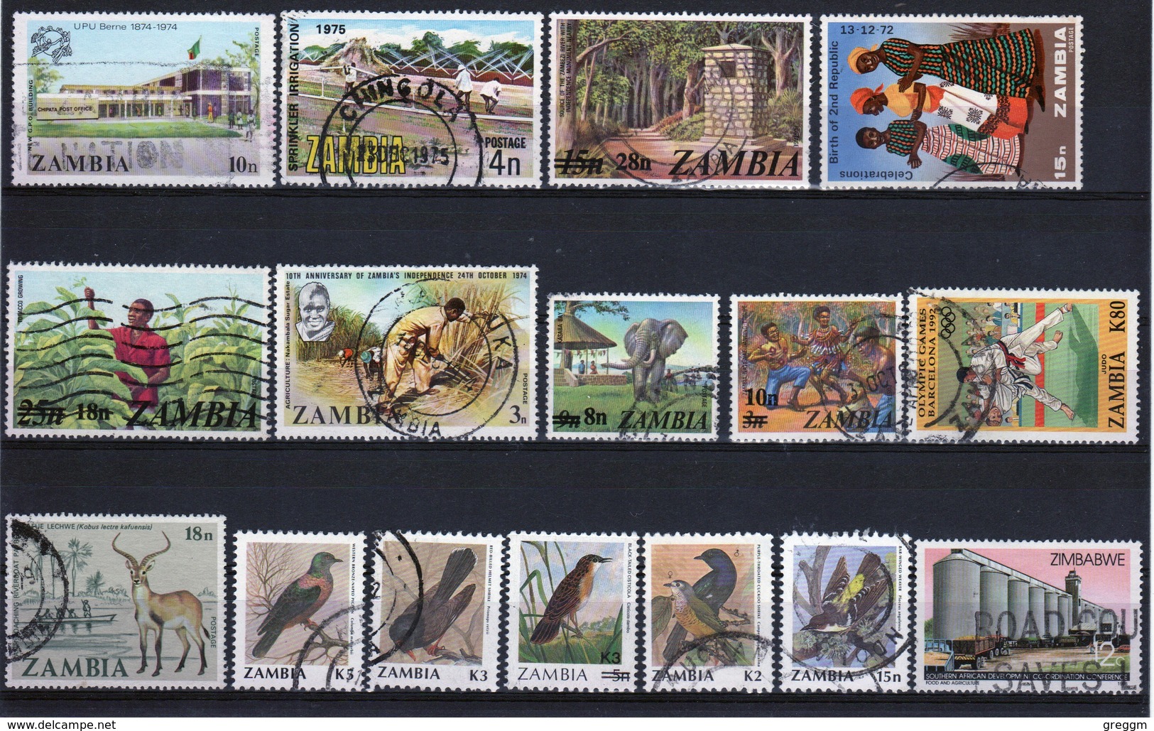 Zambia Small Selection Of Fine Used Modern Commemorative Stamps. - Zambia (1965-...)