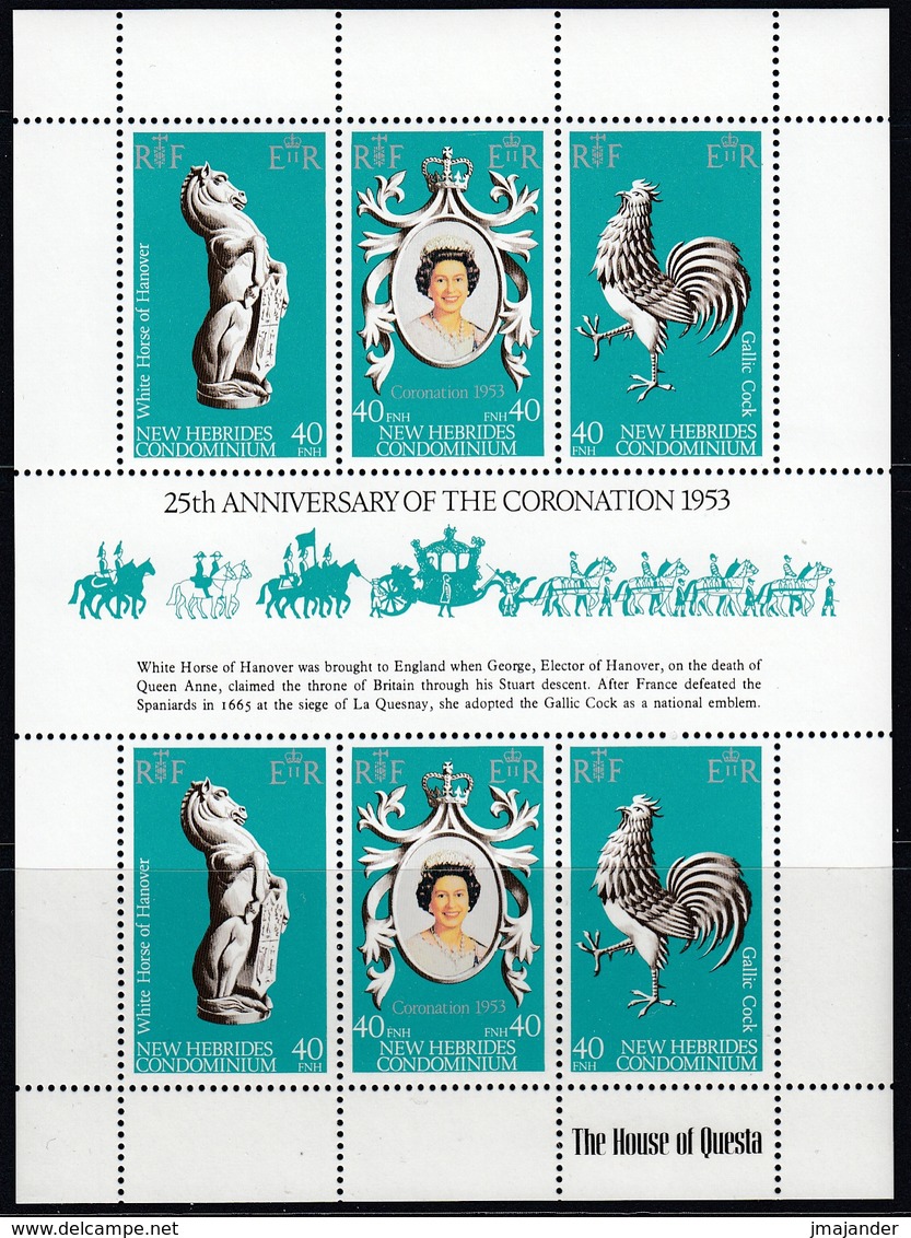 New Hebrides (English) 1978 - The 25th Anniv Of Coronation Of Queen Elizabeth II - Miniature Sheet Mi 513-515 ** MNH - Unused Stamps