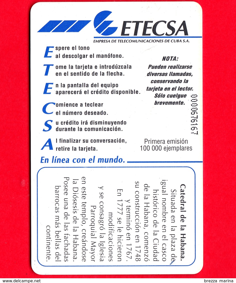 CUBA - Scheda Telefonica - Usata - 1997 - Cattedrale Di La Habana - ETECSA - $ 10.00 USD - CHIP - Cuba