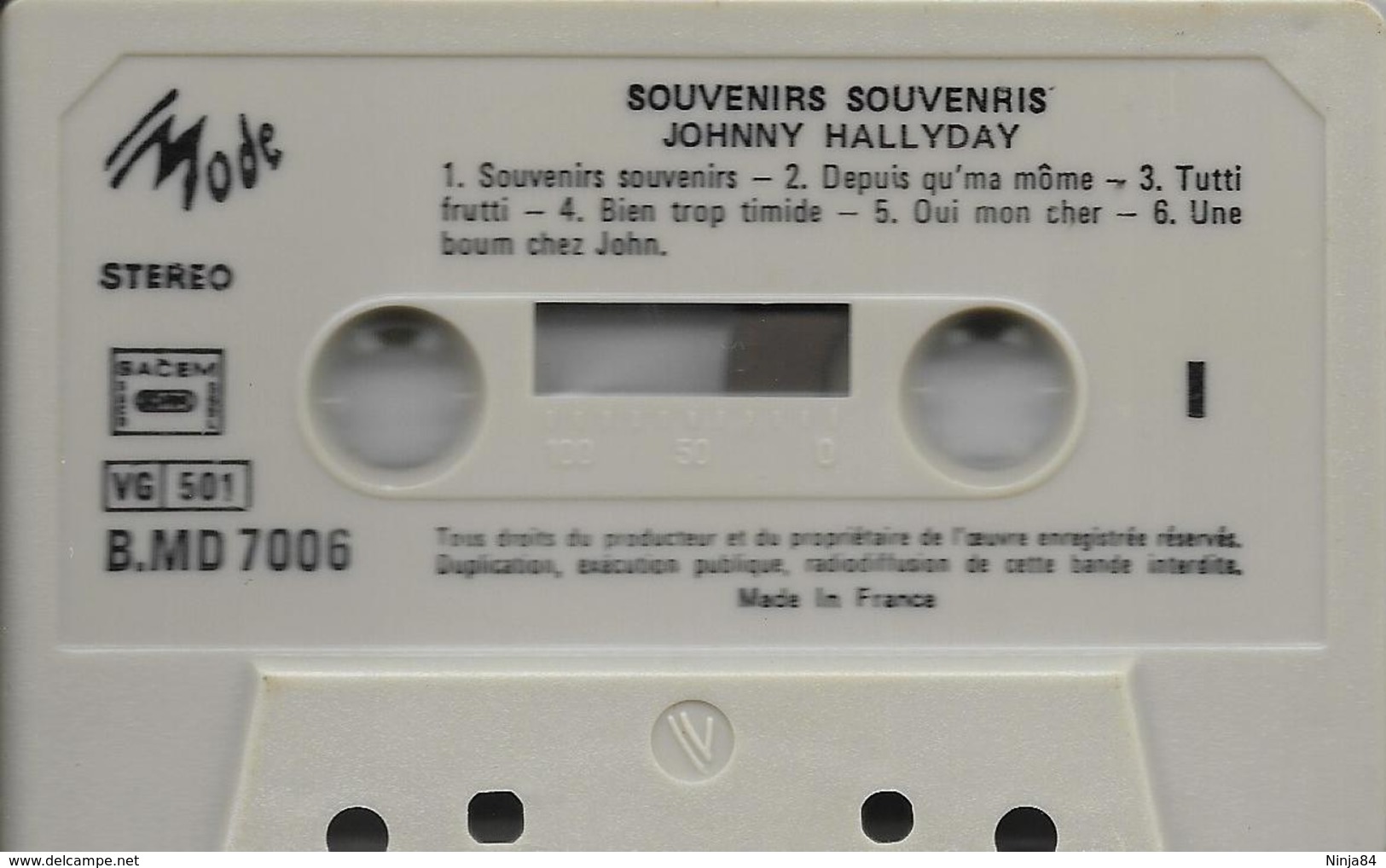 K7 AUDIO  Johnny Hallyday  "  Souvenirs, Souvenirs  " - Cassettes Audio