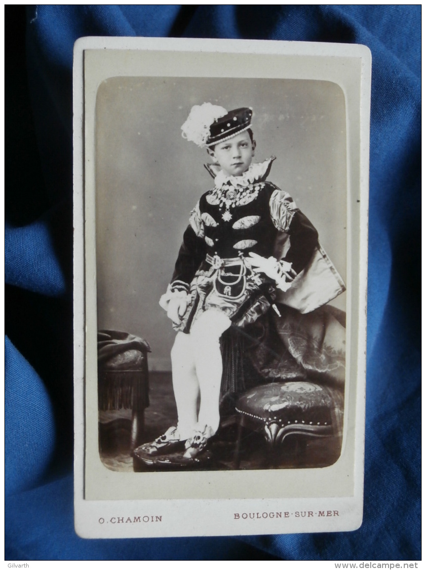 Photo CDV O. Chamoin à Boulogne S/ Mer - Théatre Enfant, Petit Duc De Guise, (Paul Hecquet) Ca 1885 L399 - Ancianas (antes De 1900)