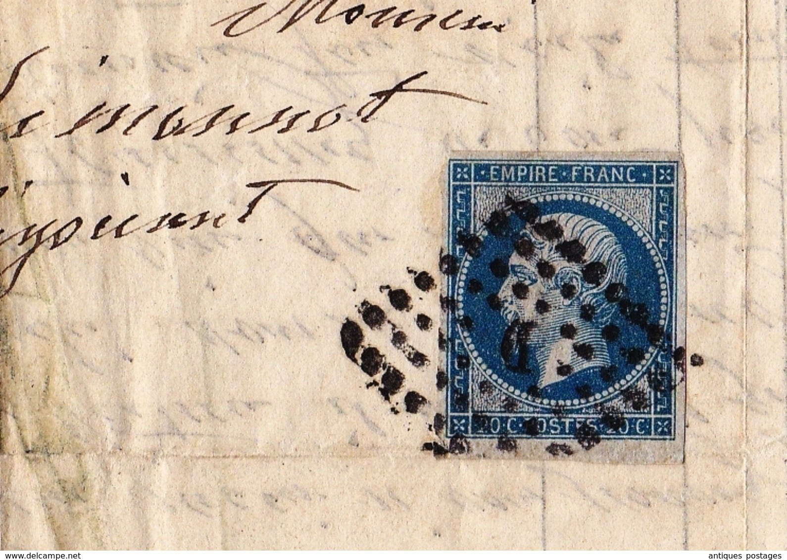 Lettre Paris 1862 Napoléon III 20 Centimes Fleurs Fines Fleuriste Flowers Lebrun Roses Et Bouton - 1853-1860 Napoléon III