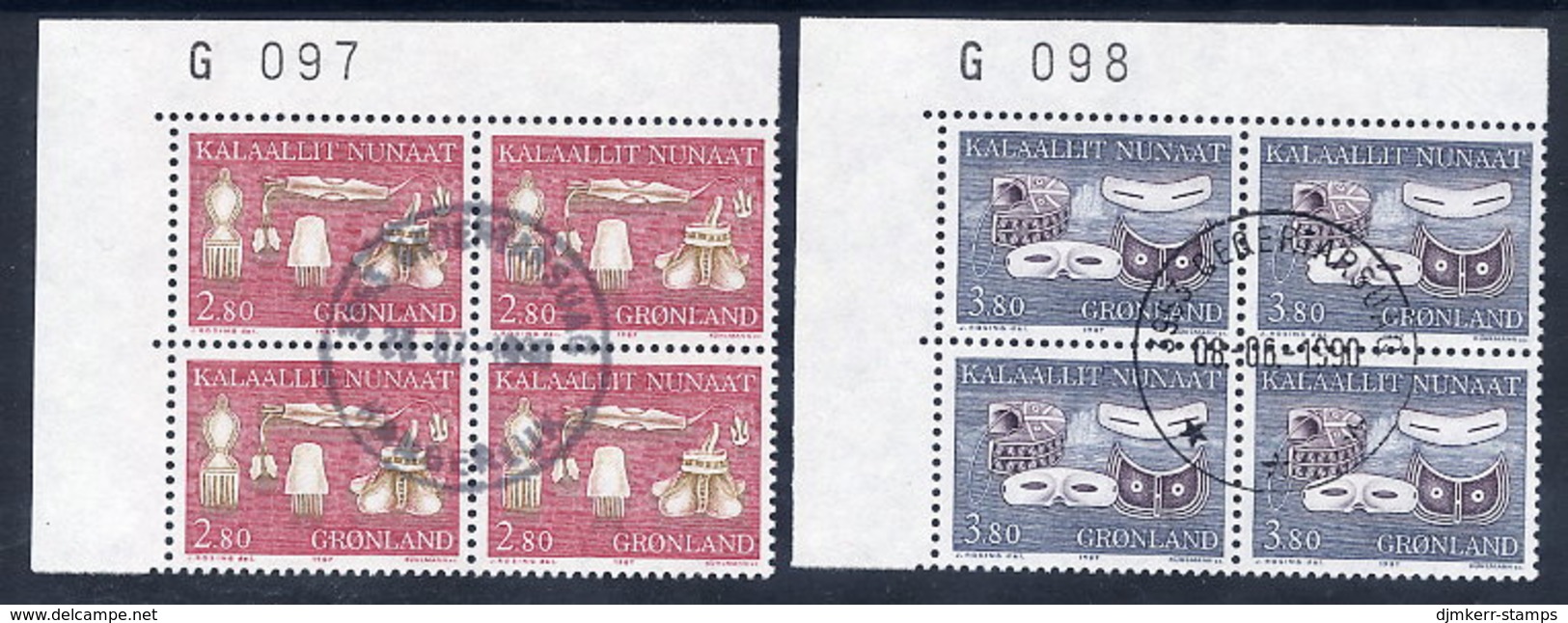 GREENLAND 1987 Cultural Artefacts II In Used Corner Blocks Of 4.  Michel 174-75 - Gebraucht