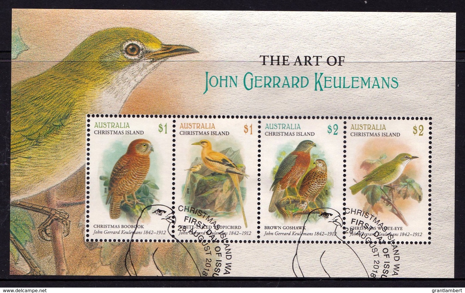 Christmas Island 2018 Birds - The Art Of John Keulemans Minisheet Used - Christmas Island