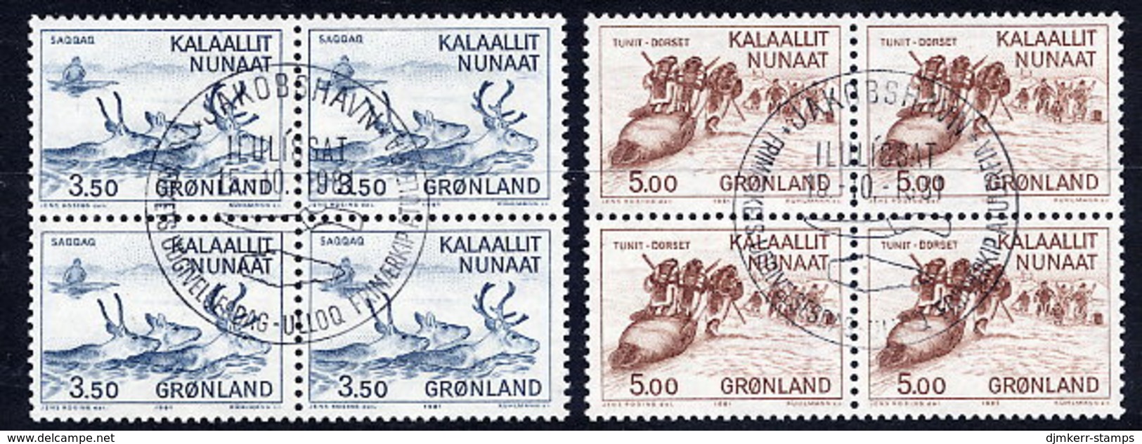 GREENLAND 1981 Millenary Of Settlement I In Used  Blocks Of 4.  Michel 131-32 - Usati
