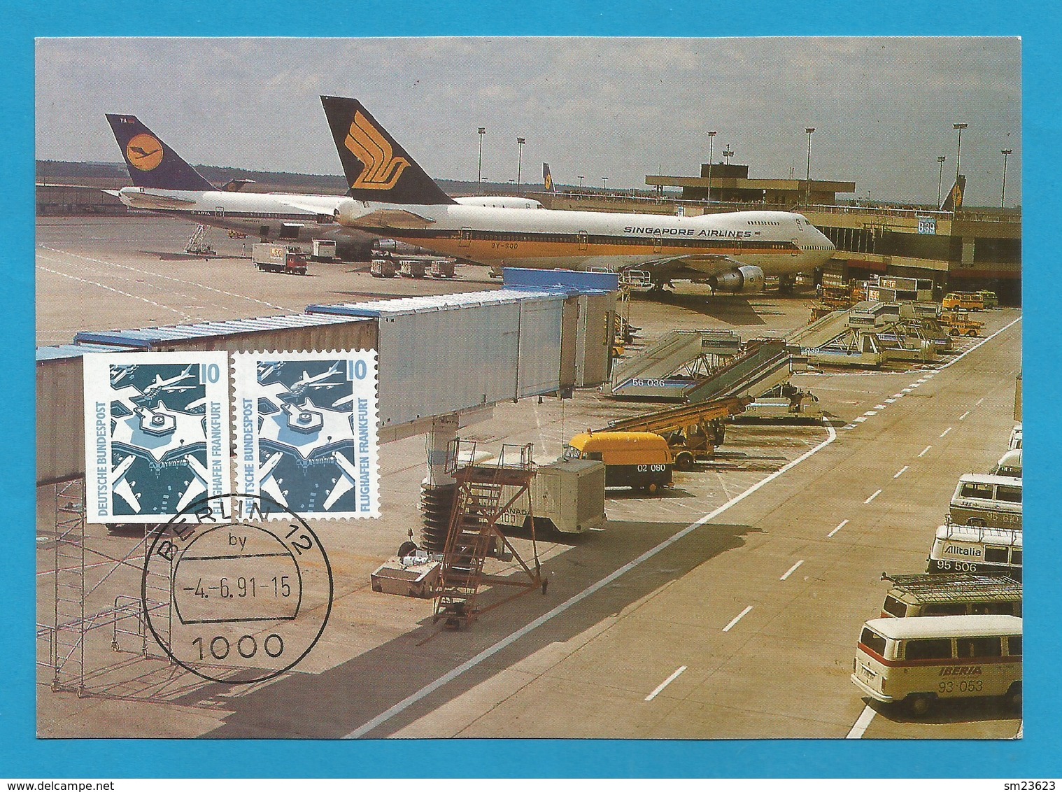 BRD 1988  Mi.Nr. 1347A +? , 4seitig Geschnitten - Flughafen Frankfurt Am Main - Maximum Card - SS Berlin -4.-6.91 - 1981-2000