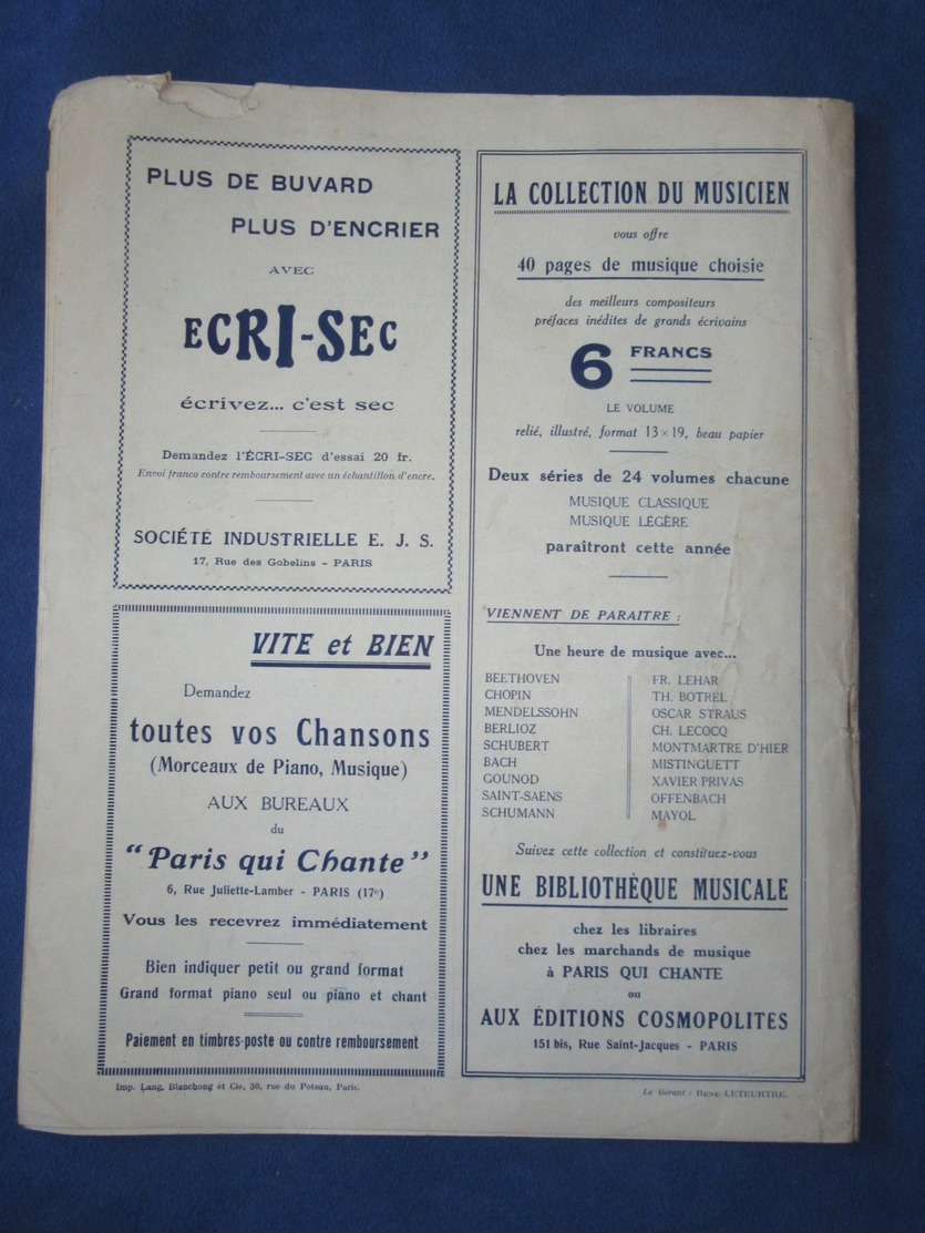 CAF CONC REVUE PARIS QUI CHANTE 1930 PARISYS JEANETTE MAC DONALD BAUGÉ BASTIA VALDY OPÉRETTE MA FEMME RÉMONE