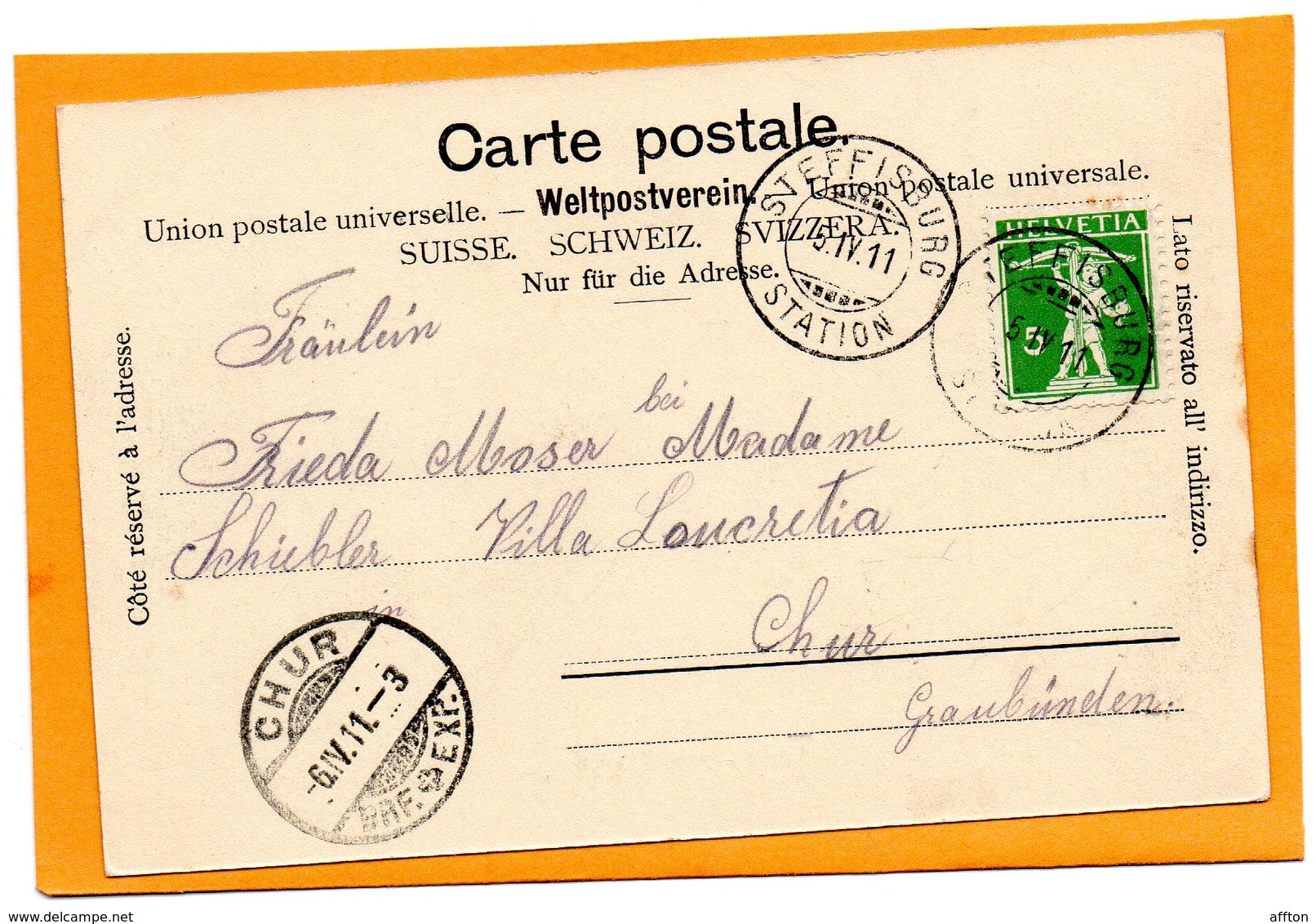 Thun Switzerland 1911 Postcard - Other & Unclassified