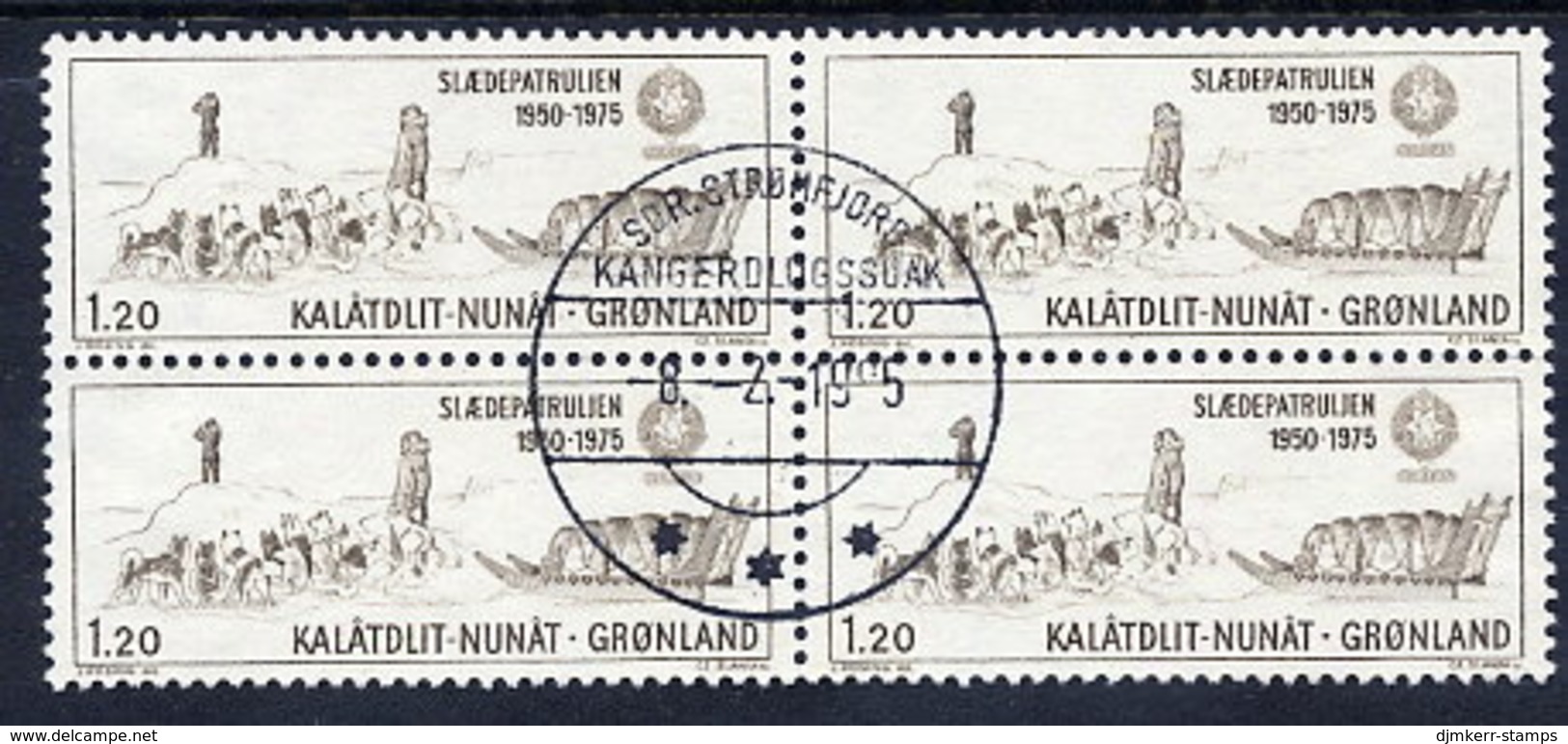 GREENLAND 1975 Sirius Sledge Patrol In Used Block Of 4,  Michel 95 - Oblitérés