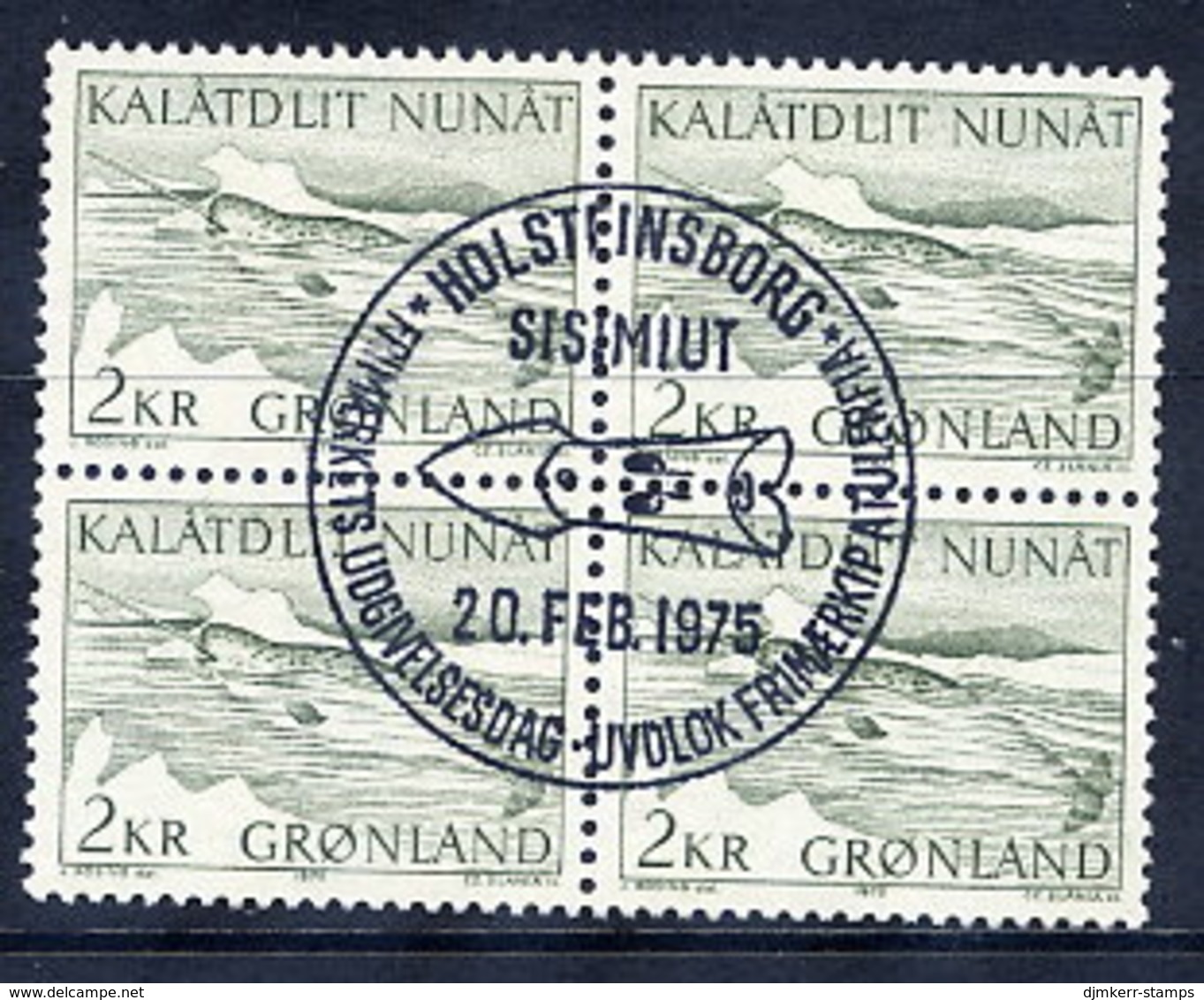 GREENLAND 1975 Narwhal In Used Corner Block Of 4,  Michel 92 - Usados