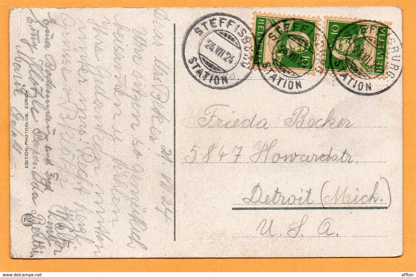 Thun Switzerland 1924 Postcard - Other & Unclassified