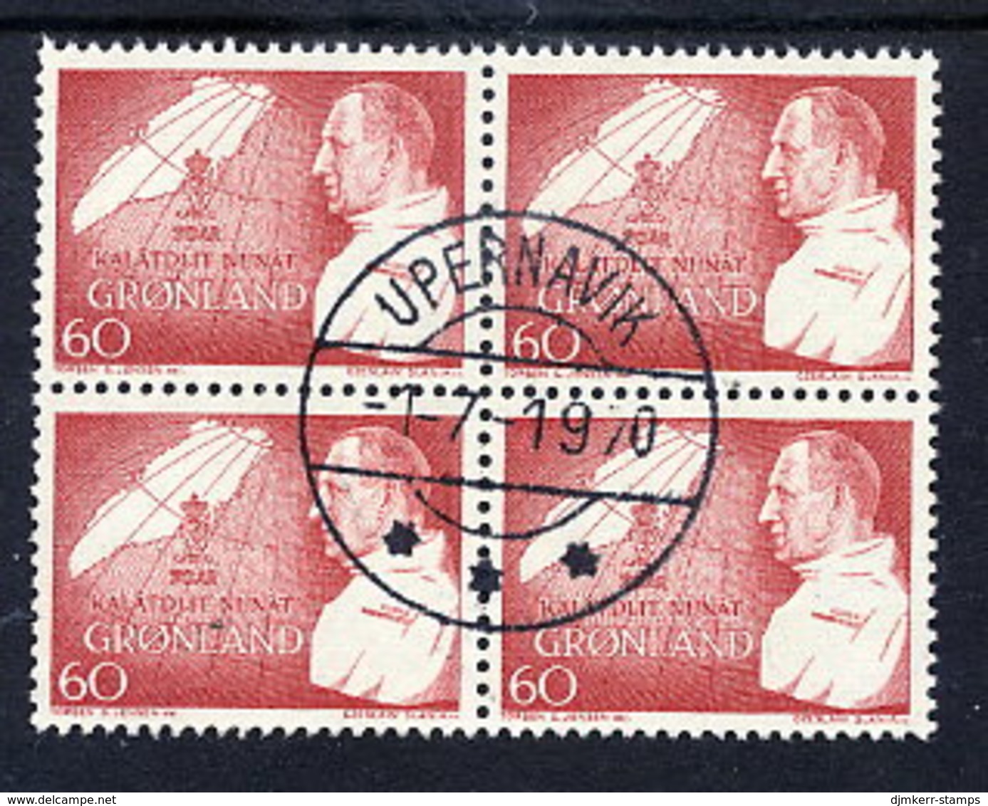 GREENLAND 1969 Birthday Of King Frederik IX. In Used Block Of 4.  Michel 72 - Usados