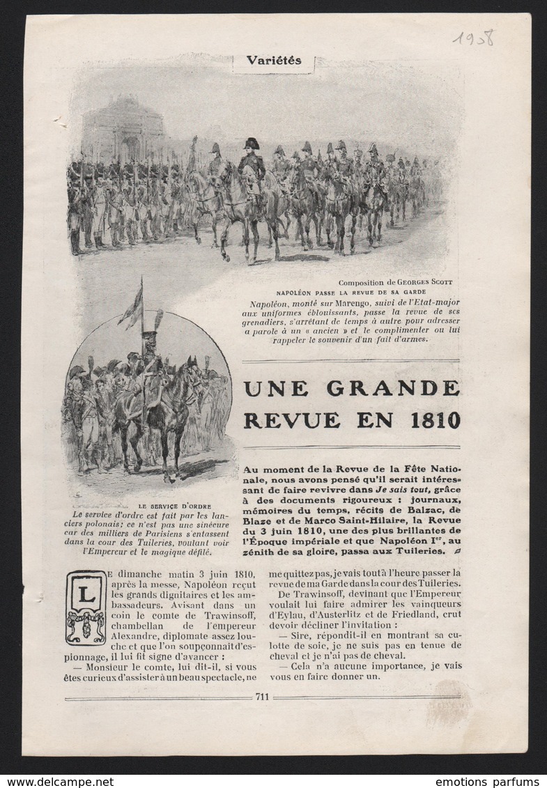 Photo Reportage 1908 5 Pages NAPOLEON 1er Empereur La Revue Palais Des Tuilleries De 1810 Dessin De Georges Scott - Publicités