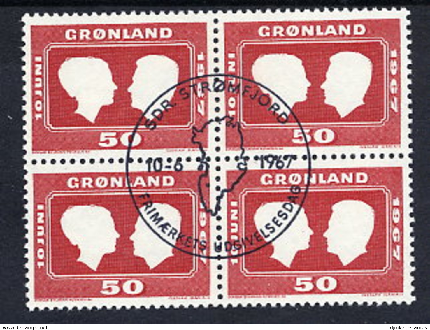 GREENLAND 1967 Royal Wedding In Used Block Of 4.  Michel 67 - Gebruikt