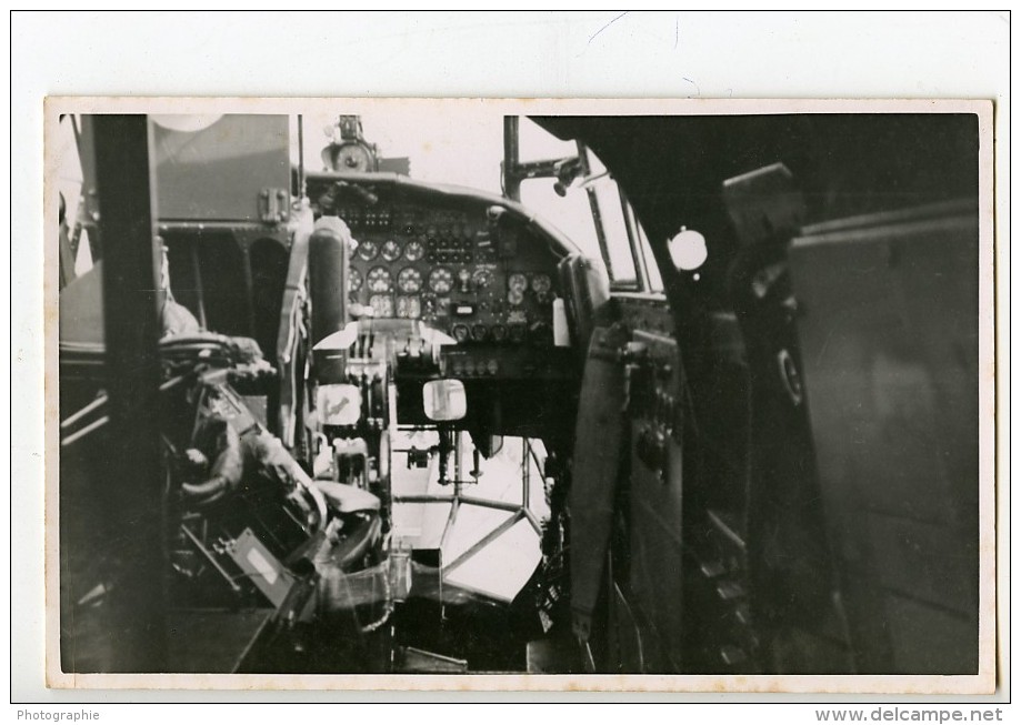 Royaume Uni Avion Avro 694 Lincoln Cockpit Aviation Ancienne Photo 1949 - Aviation