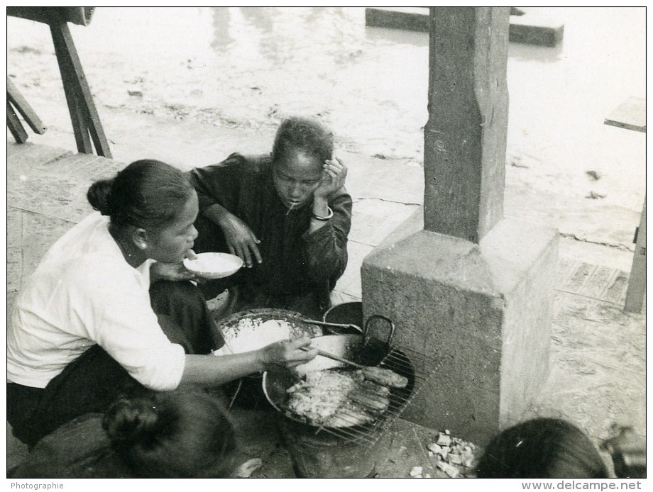 Vietnam Saigon Scene De Rue Femmes Preparant Un Repas Old Photo 1935 - Anonymous Persons