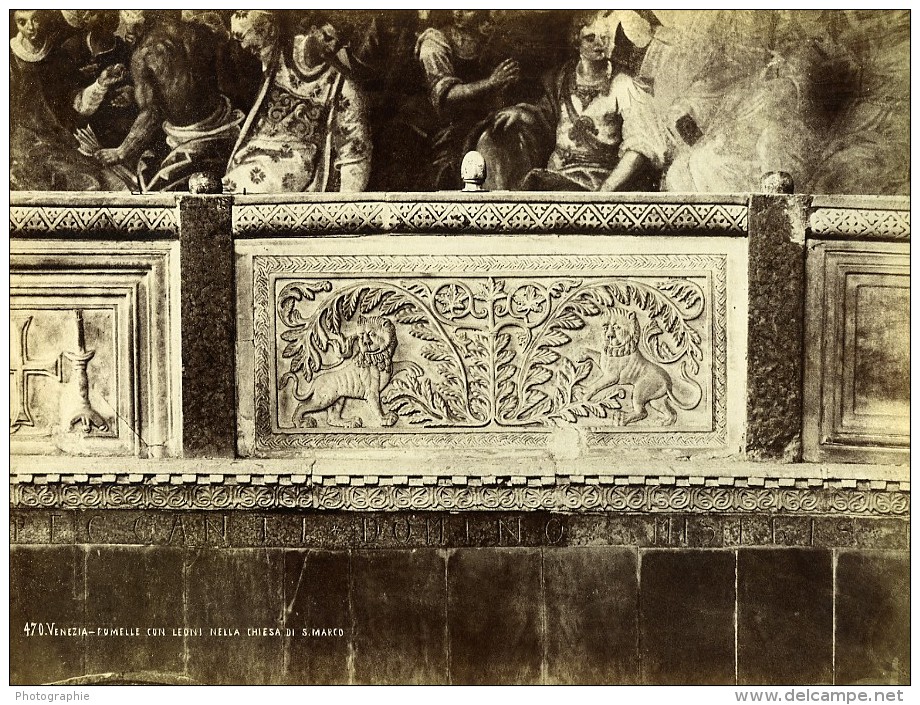 Italie Venise Lion Ornement Basilique Cathédrale Saint-Marc Ancienne Photo 1890 - Old (before 1900)