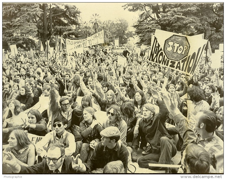 USA Sacramento Manifestation Antimilitariste Anti Nixon Ancienne Photo 1970 - Places